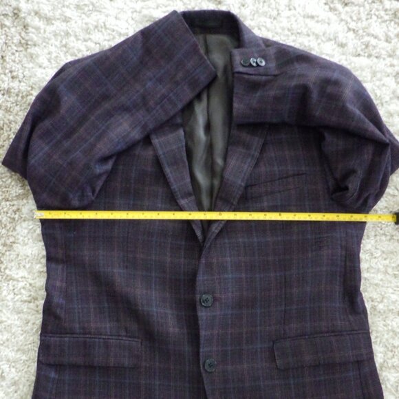 Calvin Klein Men's Blazer Sport Coat Jacket Size 46R Burgandy Blue Wool Blend - Picture 6 of 9